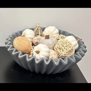 Blue Ceramic Bowl with Decorative Accents